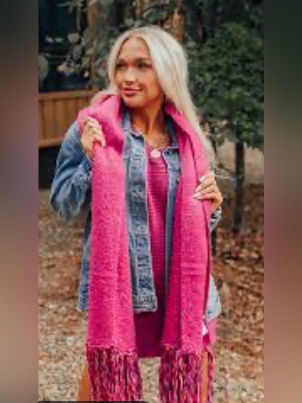 Impressions Bright Pink Knit Scarf Wrap